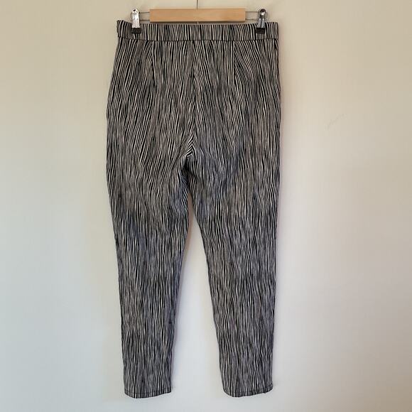 Max Mara Textured Zebra-Print Pants Sz 8 Black And White Cotton Academia preppy - Picture 3 of 10